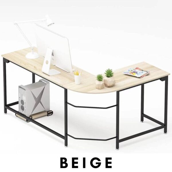 beige l shaped corner desk